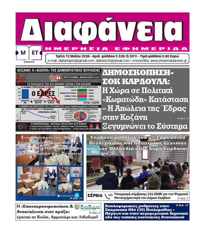 Πρωτοσέλιδο 12-5-2026