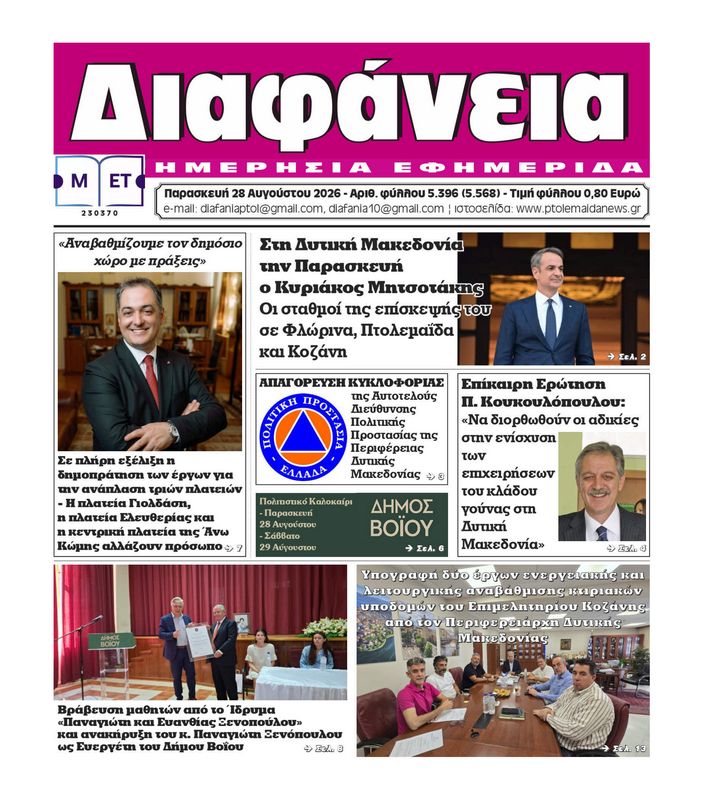 Πρωτοσέλιδο 28-8-2026
